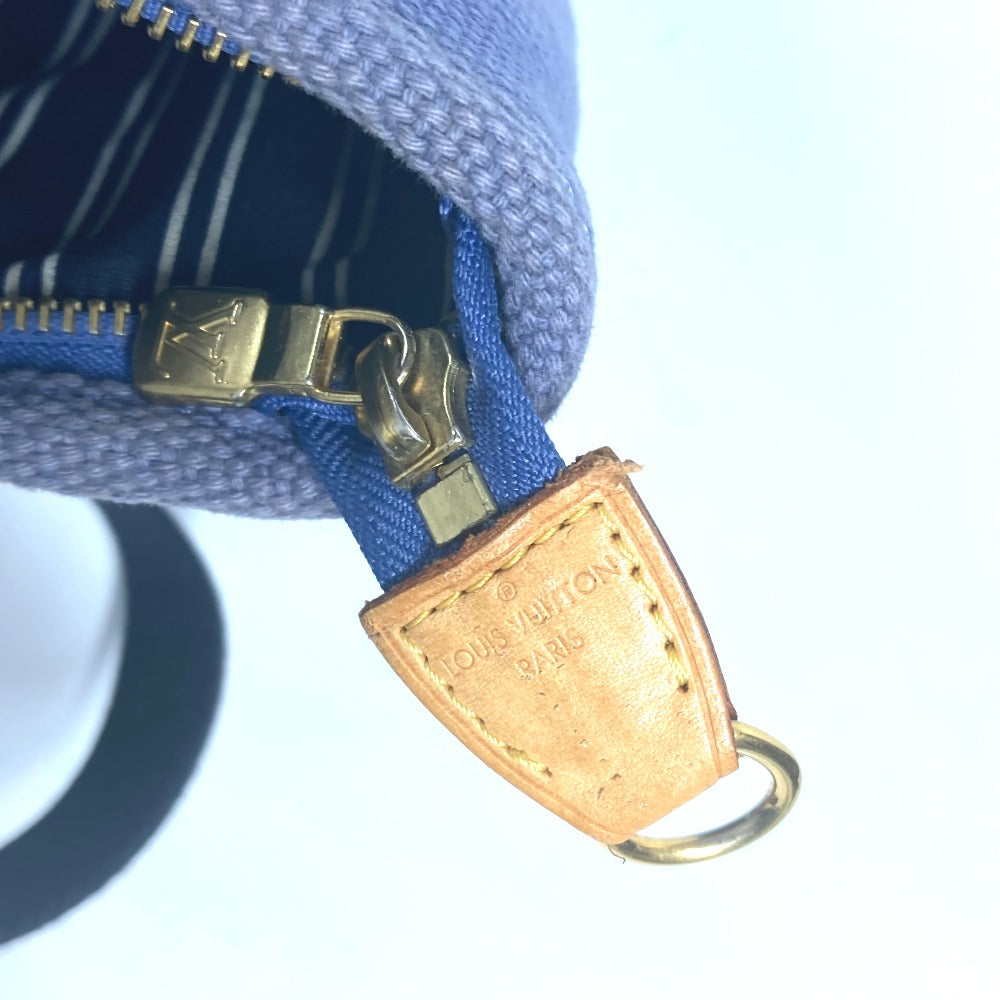 LOUIS VUITTON Tote Bag M40087 Leather / canvas blue Antigua Hippo MM Women Used Authentic