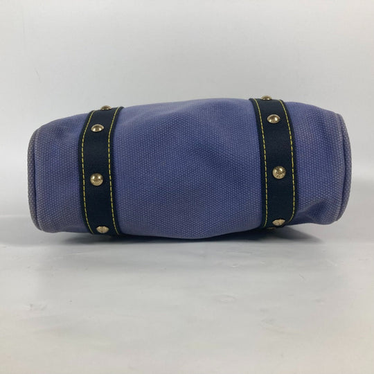 LOUIS VUITTON Tote Bag M40087 Leather / canvas blue Antigua Hippo MM Women Used Authentic