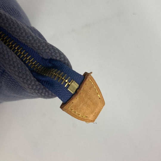 LOUIS VUITTON Tote Bag M40087 Leather / canvas blue Antigua Hippo MM Women Used Authentic