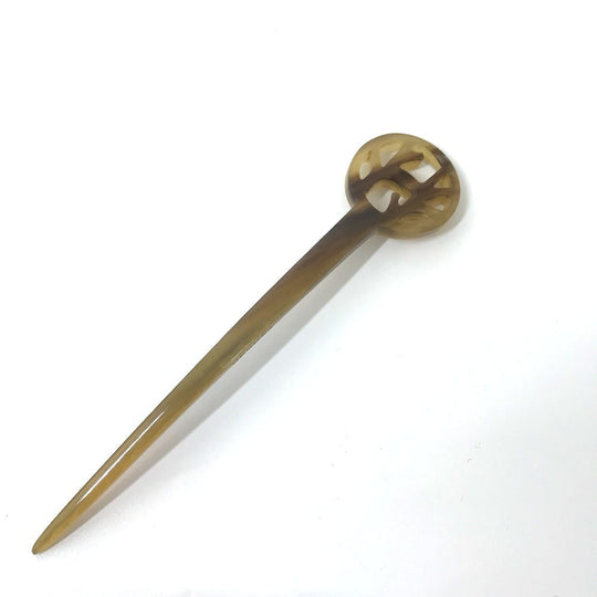 HERMES hair accessory Buffalo horn Brown Hairpins Hair Picks Women Used Authentic