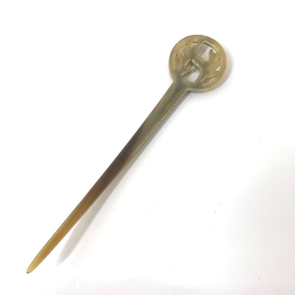 HERMES hair accessory Buffalo horn Brown Hairpins Hair Picks Women Used Authentic
