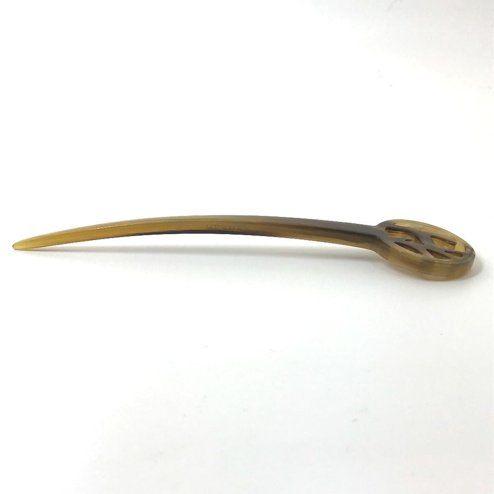 HERMES hair accessory Buffalo horn Brown Hairpins Hair Picks Women Used Authentic