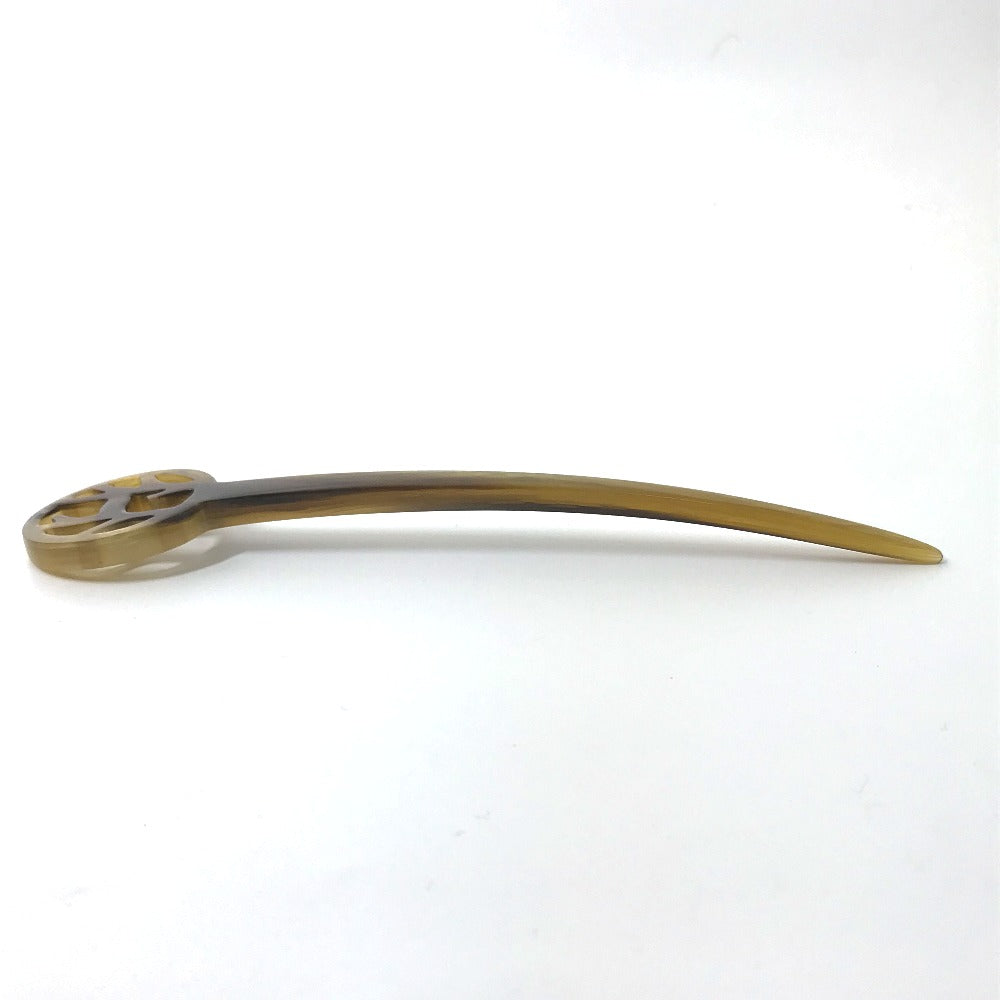 HERMES hair accessory Buffalo horn Brown Hairpins Hair Picks Women Used Authentic