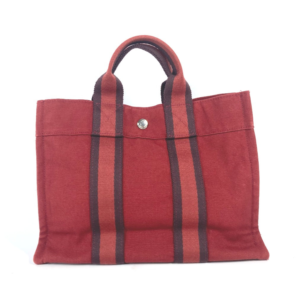 HERMES Handbag canvas Red Fool ToePM Women Used Authentic