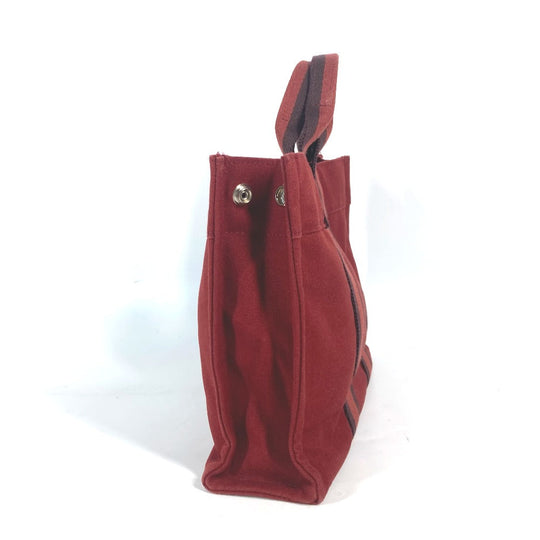 HERMES Handbag canvas Red Fool ToePM Women Used Authentic