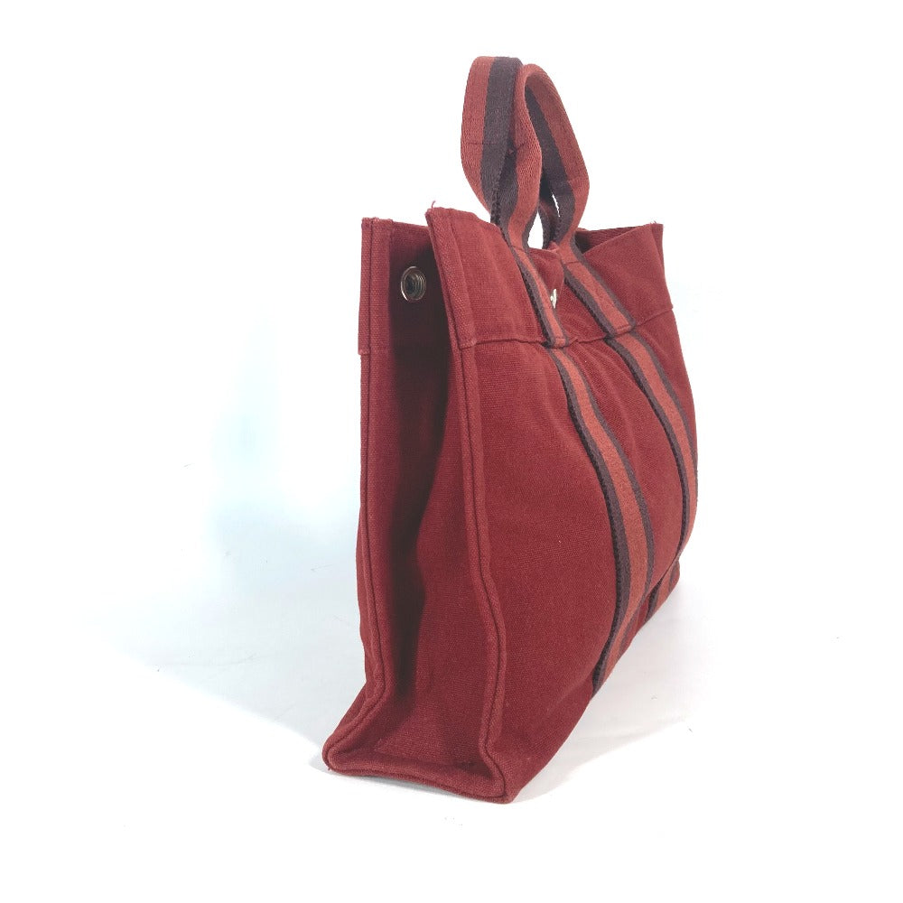 HERMES Handbag canvas Red Fool ToePM Women Used Authentic