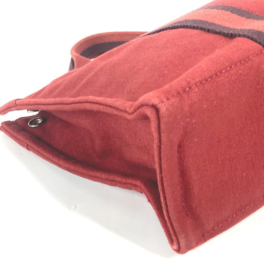 HERMES Handbag canvas Red Fool ToePM Women Used Authentic