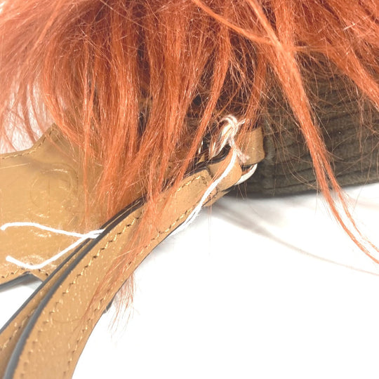 GUCCI Clutch bag 704806 Fur, Leather, Suede Brown GG Lion Lion Round Women Used Authentic
