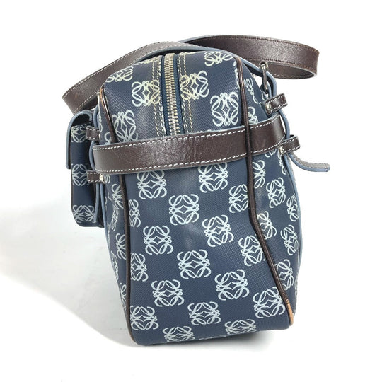 LOEWE Boston Duffel bag PVC / Leather Navy Shoulder Bag Shoulder Bag Anagram logo