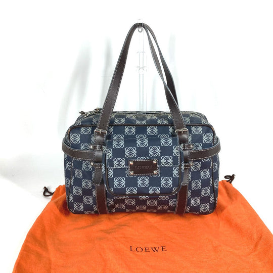 LOEWE Boston Duffel bag PVC / Leather Navy Shoulder Bag Shoulder Bag Anagram logo