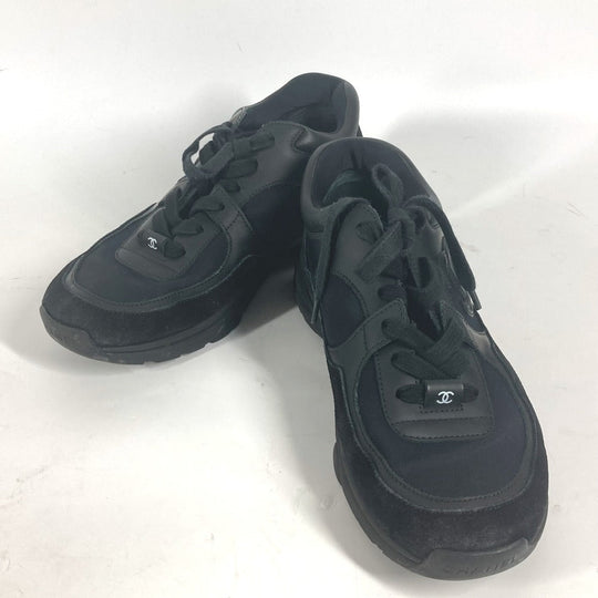 CHANEL sneakers G33745 canvas black CC COCO Mark logo Trainers 37