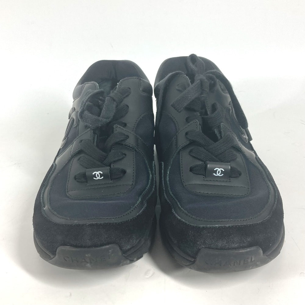 CHANEL sneakers G33745 canvas black CC COCO Mark logo Trainers 37