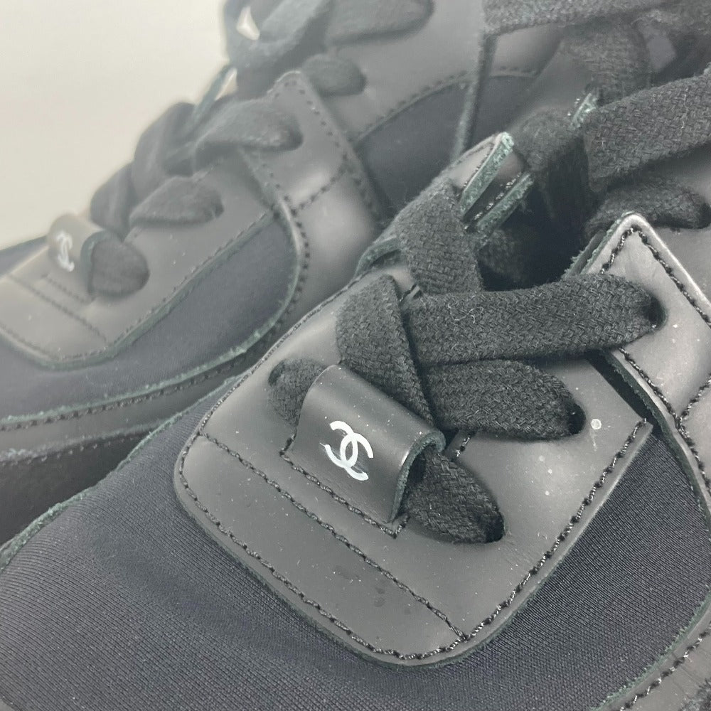 CHANEL sneakers G33745 canvas black CC COCO Mark logo Trainers 37