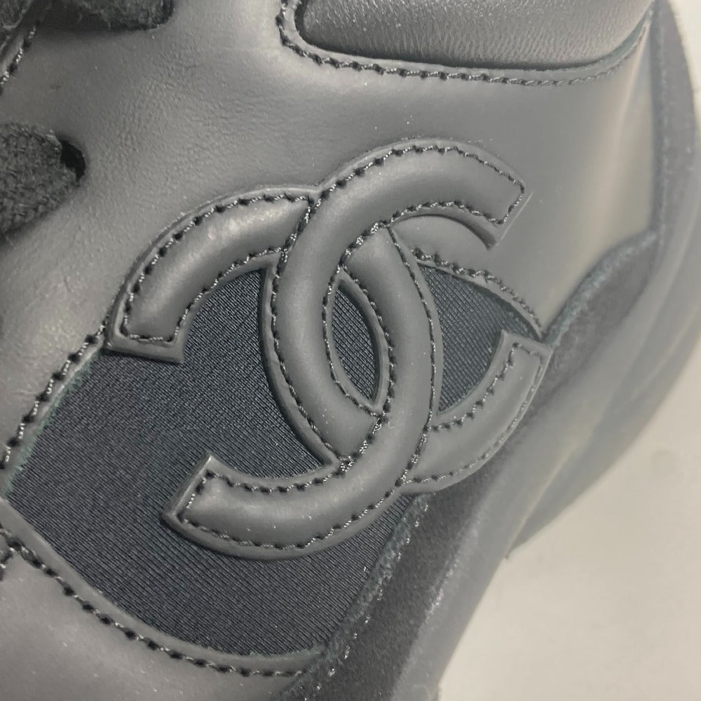 CHANEL sneakers G33745 canvas black CC COCO Mark logo Trainers 37