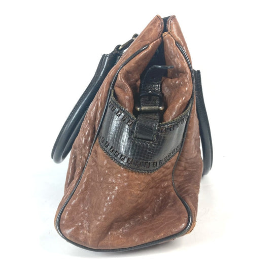 FENDI Shoulder Bag leather Brown Etnico Women Used Authentic