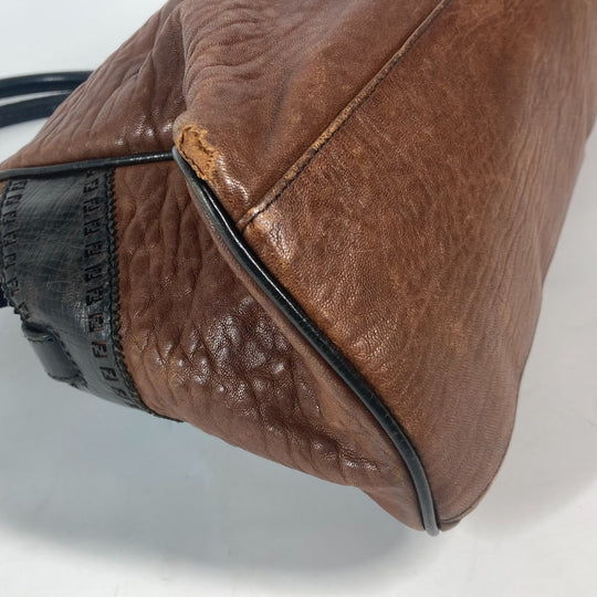 FENDI Shoulder Bag leather Brown Etnico Women Used Authentic