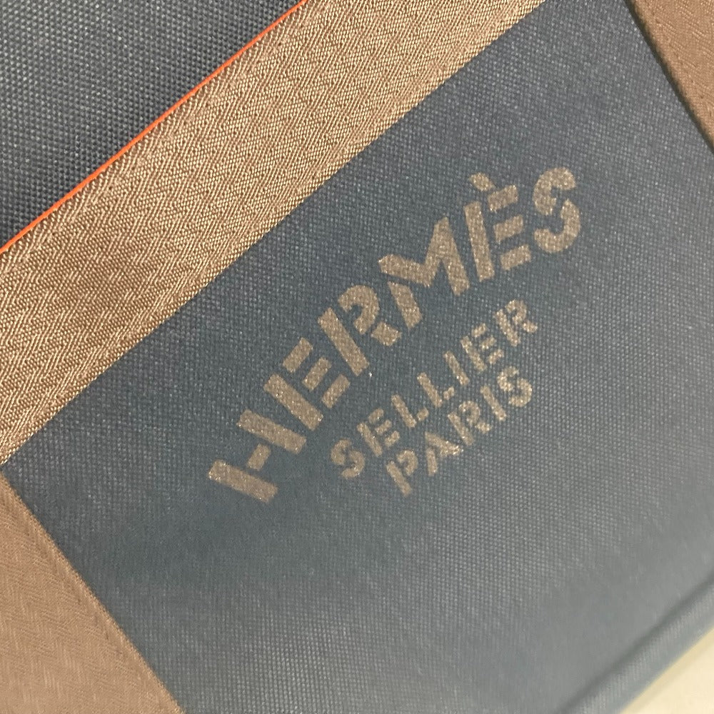 HERMES Tote Bag canvas Navy With bag-in-bag Sucked Pansage Groom Women Used Authentic