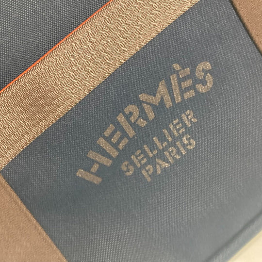 HERMES Tote Bag canvas Navy With bag-in-bag Sucked Pansage Groom Women Used Authentic
