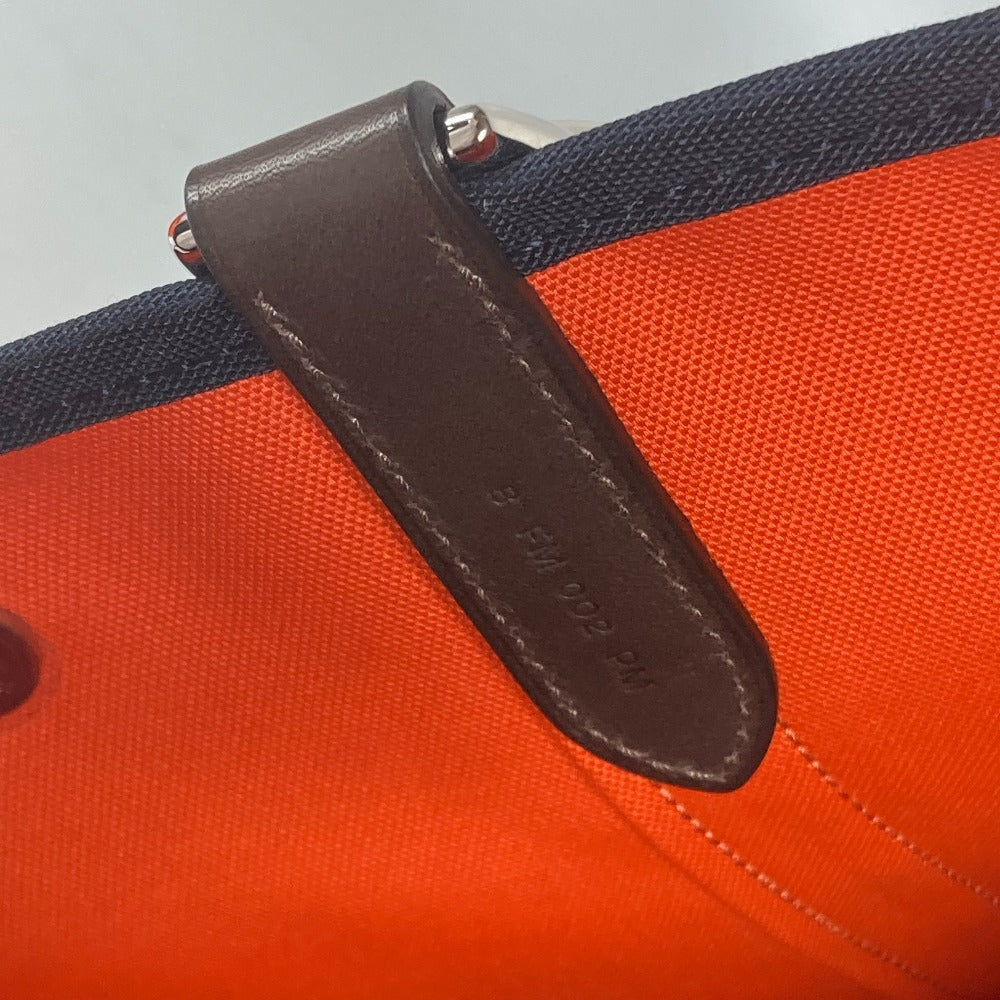 HERMES Tote Bag canvas Navy With bag-in-bag Sucked Pansage Groom Women Used Authentic