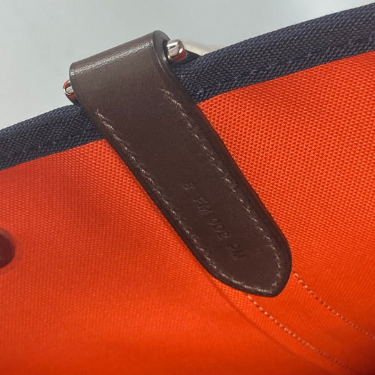 HERMES Tote Bag canvas Navy With bag-in-bag Sucked Pansage Groom Women Used Authentic