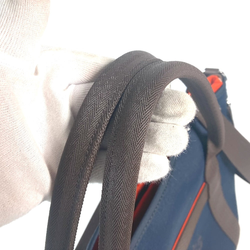HERMES Tote Bag canvas Navy With bag-in-bag Sucked Pansage Groom Women Used Authentic