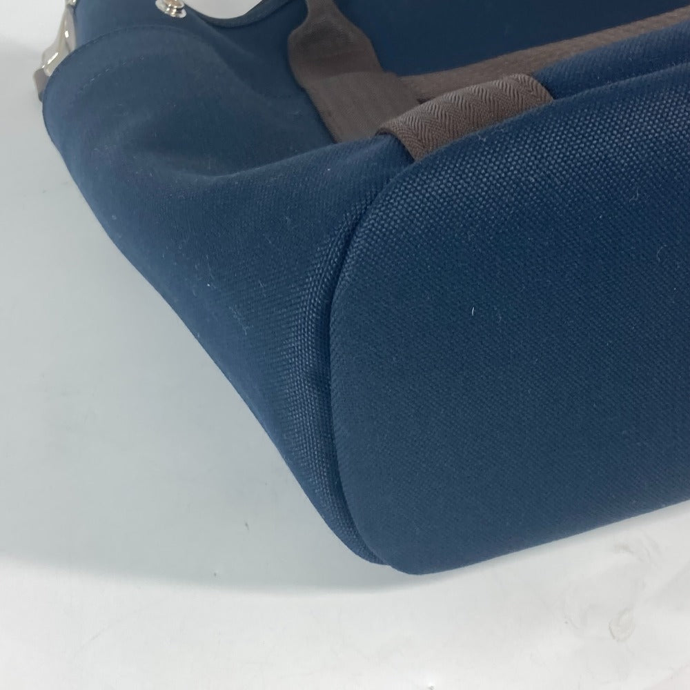 HERMES Tote Bag canvas Navy With bag-in-bag Sucked Pansage Groom Women Used Authentic