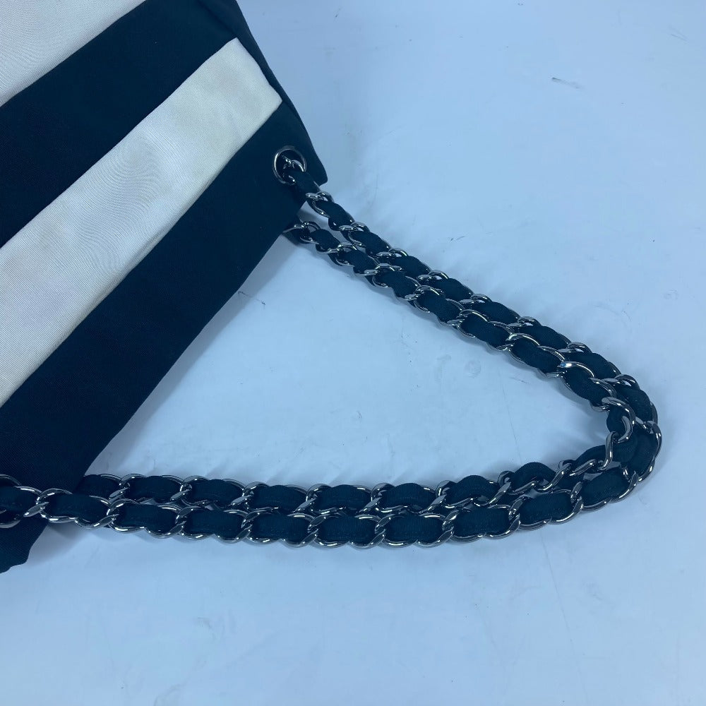 CHANEL Shoulder Bag Nylon canvas black 2.55 metal fittings border