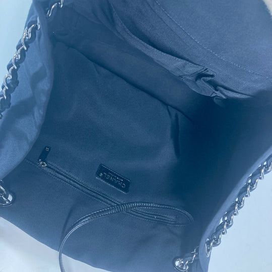 CHANEL Shoulder Bag Nylon canvas black 2.55 metal fittings border