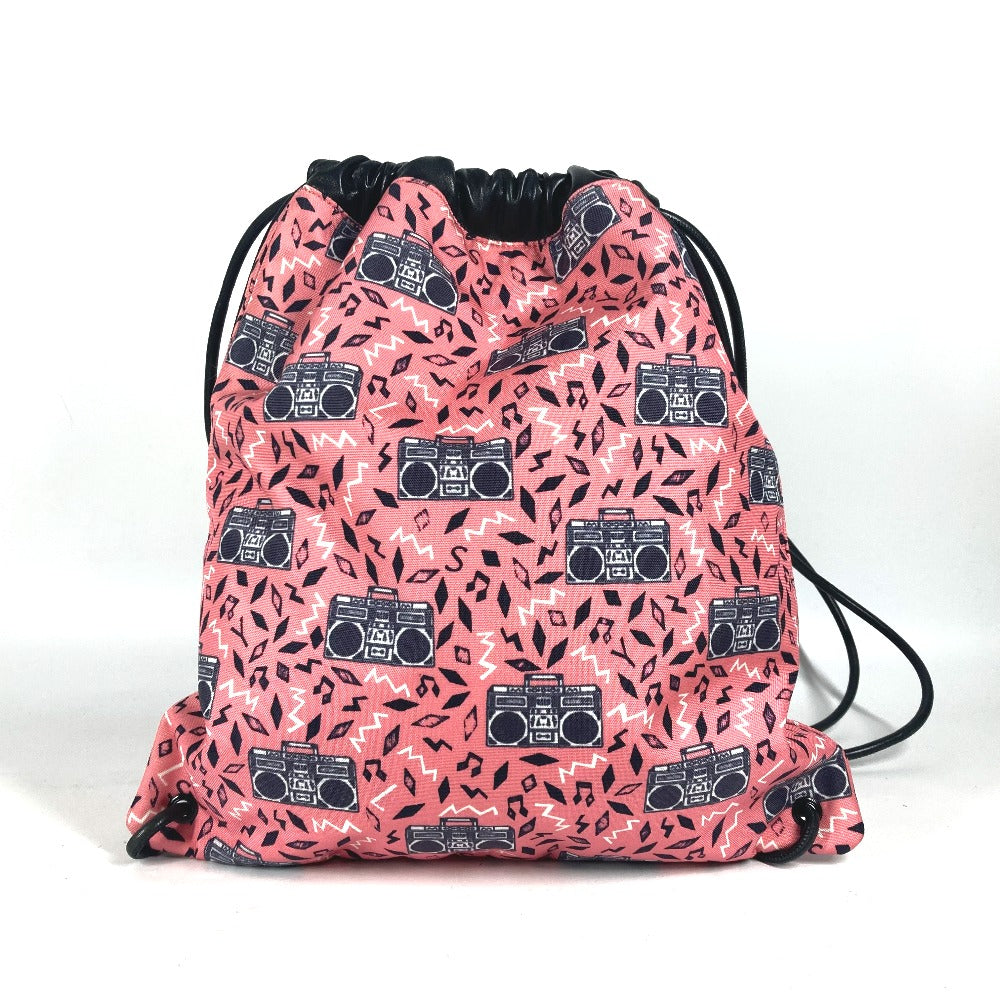 SAINT LAURENT PARIS Backpack 553919 Leather / canvas pink BoomboxPattern Teddy knapsack