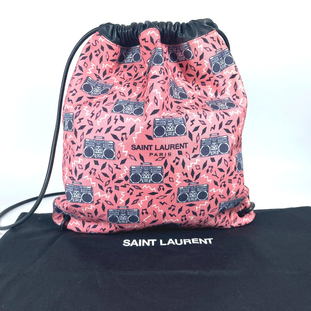 SAINT LAURENT PARIS Backpack 553919 Leather / canvas pink BoomboxPattern Teddy knapsack