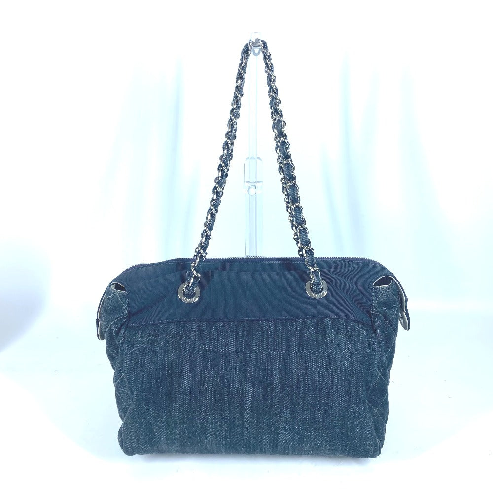 CHANEL Shoulder Bag denim blue CC COCO Mark Matelasse Quilting Women Used Authentic