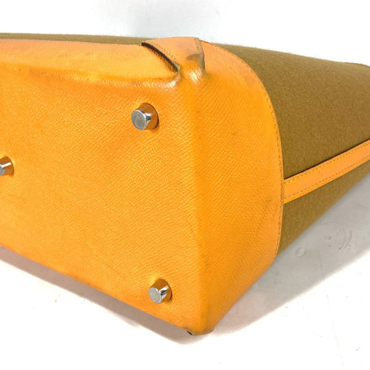 HERMES Shoulder Bag Felt, Epsom Yellow type Maxibox Hippo 30 Women Used Authentic