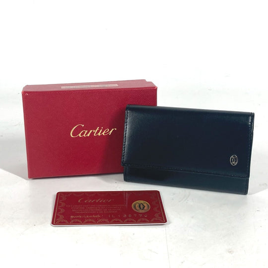 CARTIER Key case Key holder  leather black Must Line logo unisex(Unisex) Used Authentic