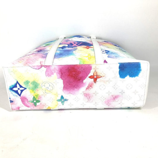 LOUIS VUITTON Tote Bag M45754 leather white watercolor monogram Weekend Tote GM unisex(Unisex) Used Authentic