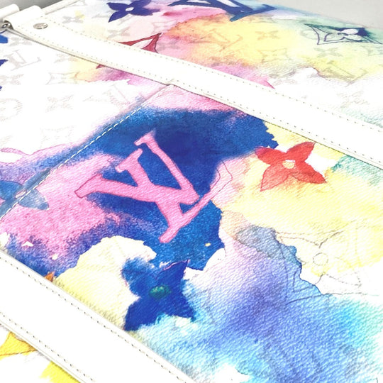 LOUIS VUITTON Tote Bag M45754 leather white watercolor monogram Weekend Tote GM unisex(Unisex) Used Authentic