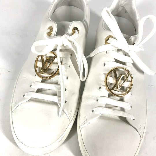 LOUIS VUITTON sneakers 1A2XOM leather white Monogram Front Row Line Sneakers 36