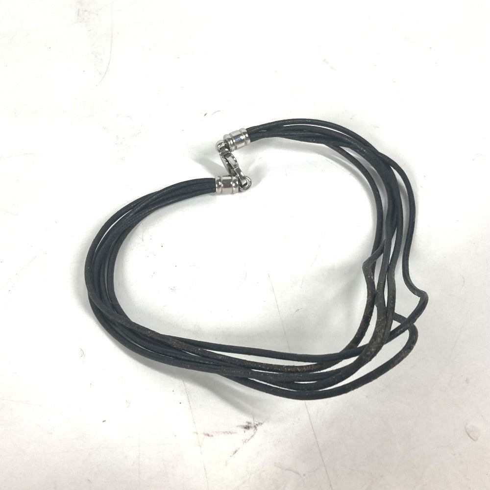 BVLGARI choker leather Dark brown Necklace 5-row choker