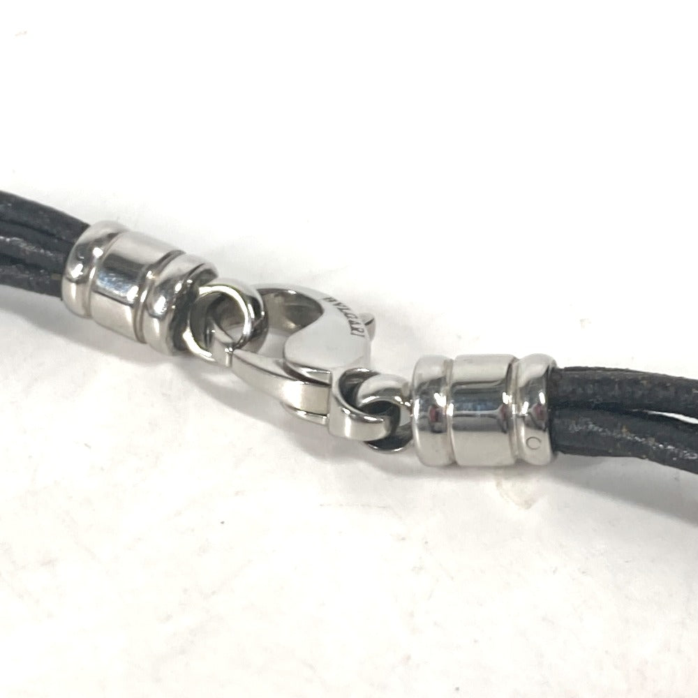 BVLGARI choker leather Dark brown Necklace 5-row choker