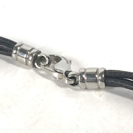 BVLGARI choker leather Dark brown Necklace 5-row choker