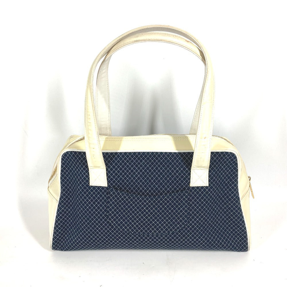 CHANEL Shoulder Bag Canvas, enamel Navy Mini Boston Duffel bag CC COCO Mark Quilting Matelasse