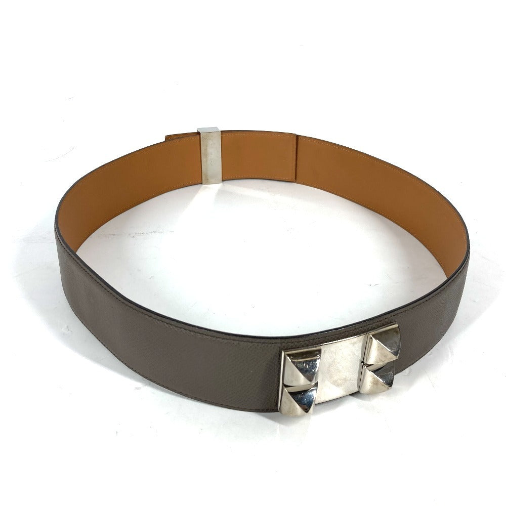 HERMES belt leather gray Collier de Chien Belt Women 90 Used Authentic