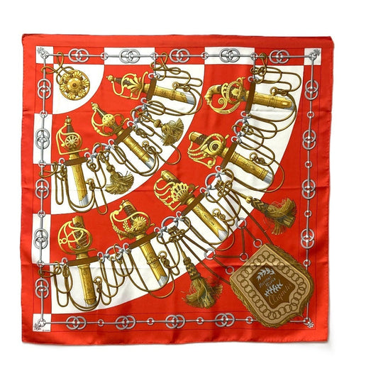 HERMES scarf silk Orange Carre90 Cliquetis tick sword pattern Women Used Authentic
