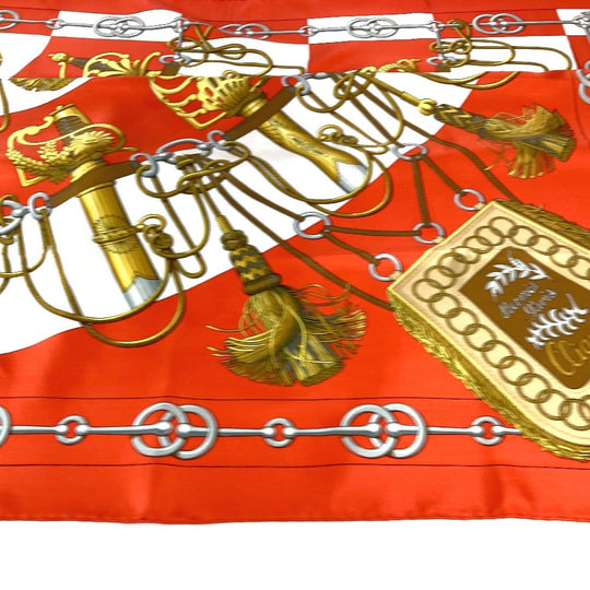 HERMES scarf silk Orange Carre90 Cliquetis tick sword pattern Women Used Authentic