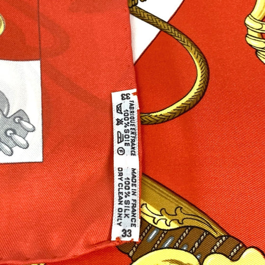 HERMES scarf silk Orange Carre90 Cliquetis tick sword pattern Women Used Authentic