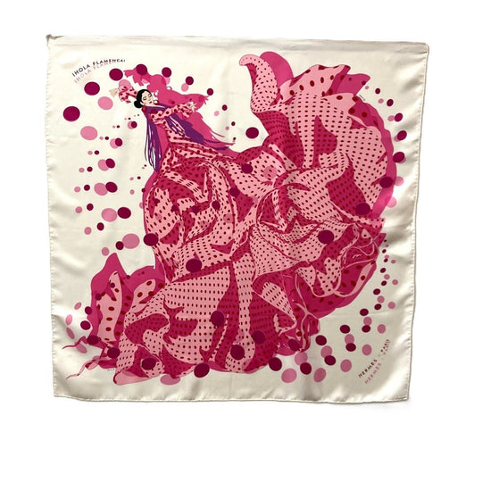 HERMES scarf silk pink Carre90 iHOLA FLAMENCA HOLA FLAMENCA Women Used Authentic