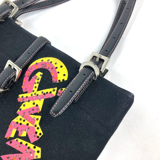 GIVENCHY Shoulder Bag Leather / canvas black Vertical Tote Bag logo rhinestone unisex(Unisex) Used Authentic