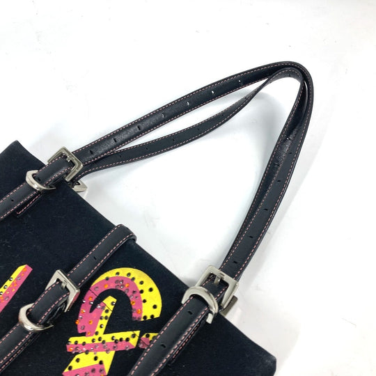 GIVENCHY Shoulder Bag Leather / canvas black Vertical Tote Bag logo rhinestone unisex(Unisex) Used Authentic
