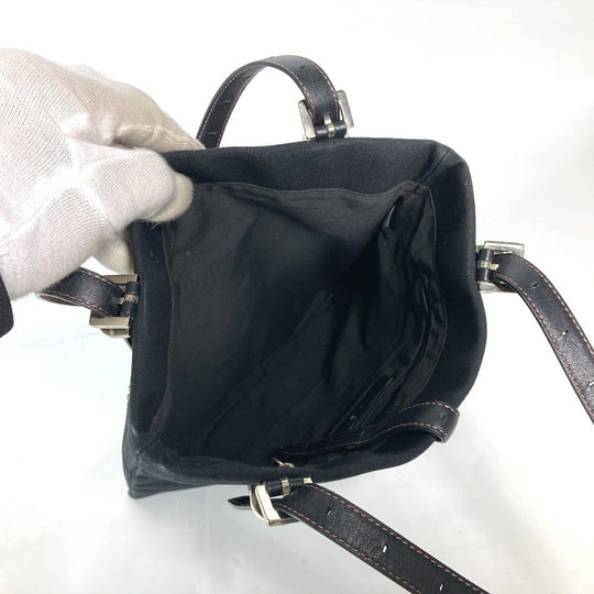 GIVENCHY Shoulder Bag Leather / canvas black Vertical Tote Bag logo rhinestone unisex(Unisex) Used Authentic