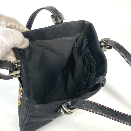 GIVENCHY Shoulder Bag Leather / canvas black Vertical Tote Bag logo rhinestone unisex(Unisex) Used Authentic
