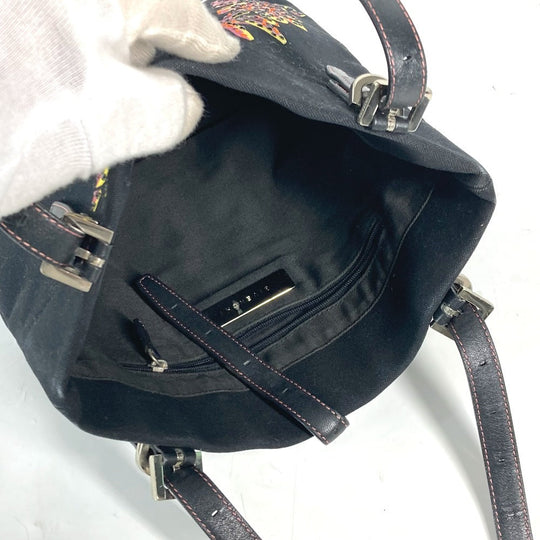 GIVENCHY Shoulder Bag Leather / canvas black Vertical Tote Bag logo rhinestone unisex(Unisex) Used Authentic